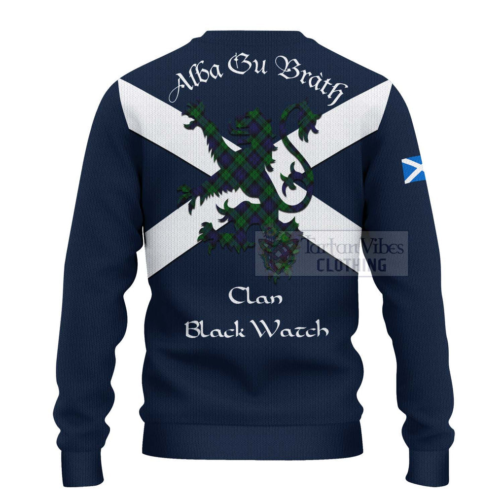 Tartan Vibes Clothing Black Watch Tartan Lion Rampant Knitted Sweater – Proudly Display Your Heritage with Alba Gu Brath and Clan Name