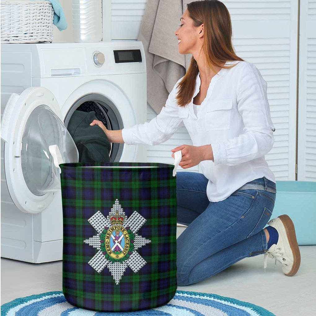 Black Watch Tartan Laundry Basket with Family Crest - Tartanvibesclothing Shop