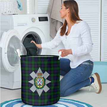 Black Watch Tartan Laundry Basket with Family Crest