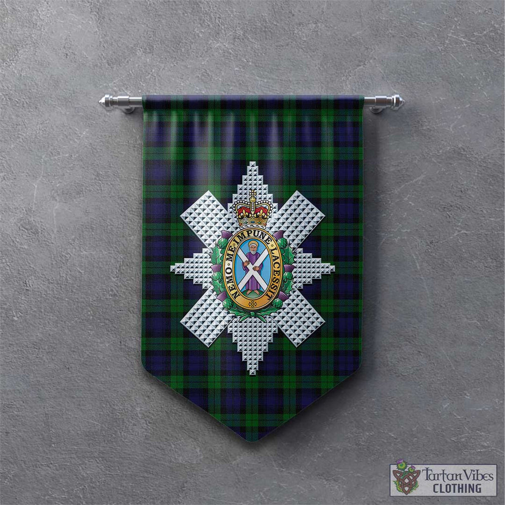 Tartan Vibes Clothing Black Watch Tartan Gonfalon, Tartan Banner with Family Crest