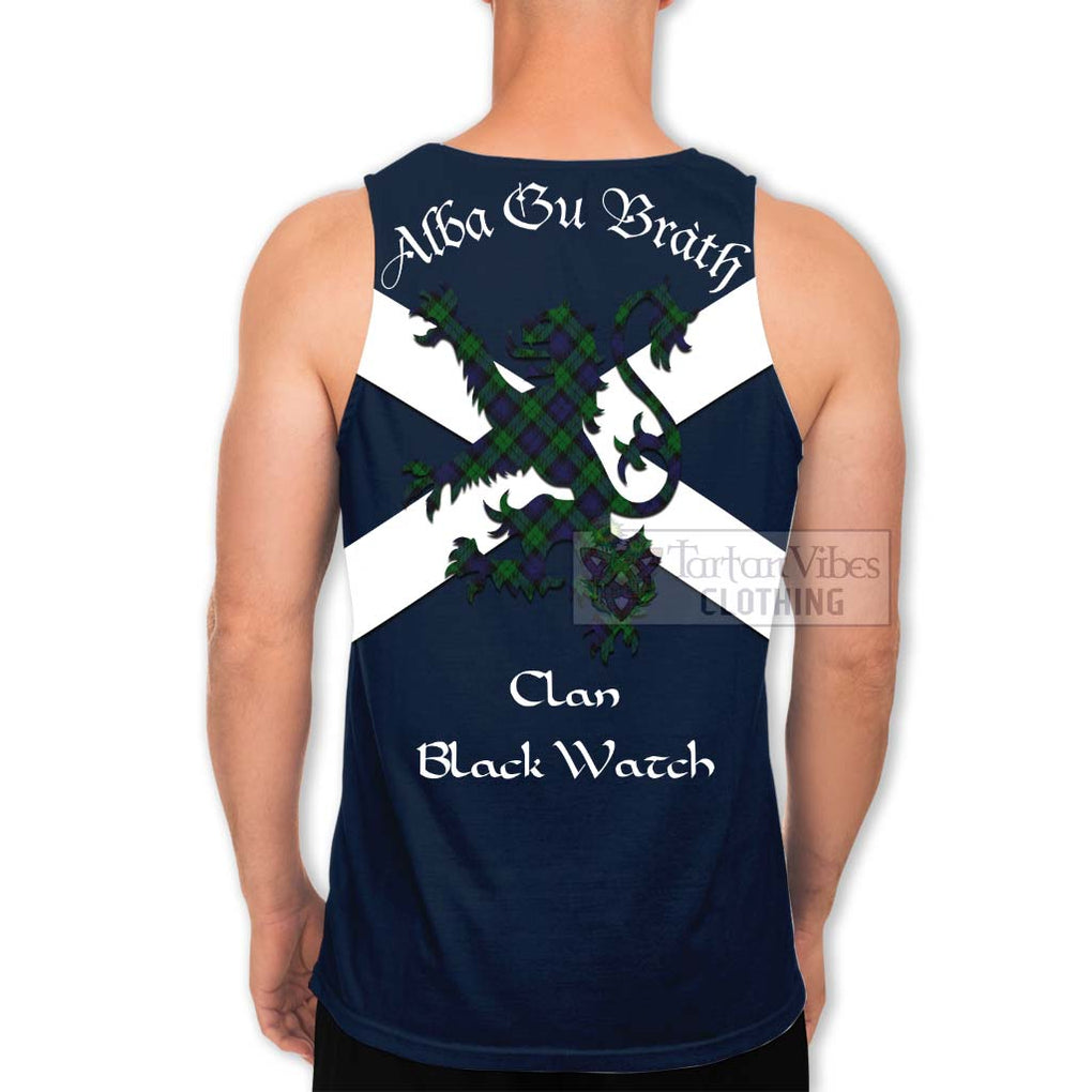 Tartan Vibes Clothing Black Watch Tartan Lion Rampant Men's Tank Top – Proudly Display Your Heritage with Alba Gu Brath and Clan Name