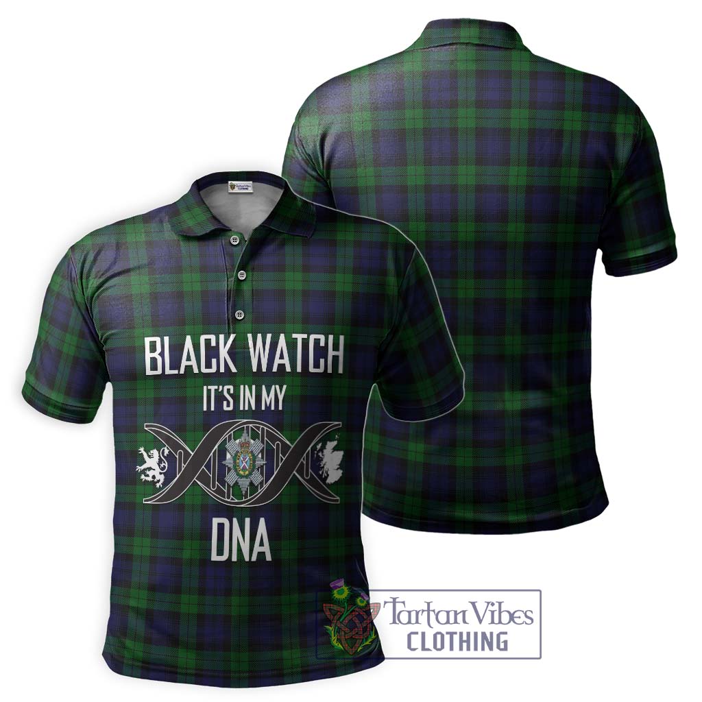 Black Watch Tartan Polo Shirt with Family Crest DNA In Me Style - Tartanvibesclothing Shop