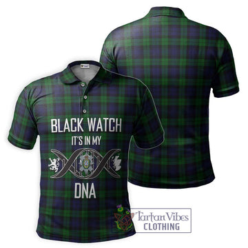 Black Watch Tartan Polo Shirt with Family Crest DNA In Me Style