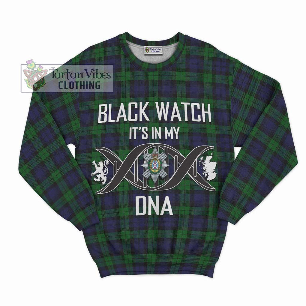 Black Watch Tartan Sweatshirt with Family Crest DNA In Me Style - Tartanvibesclothing Shop