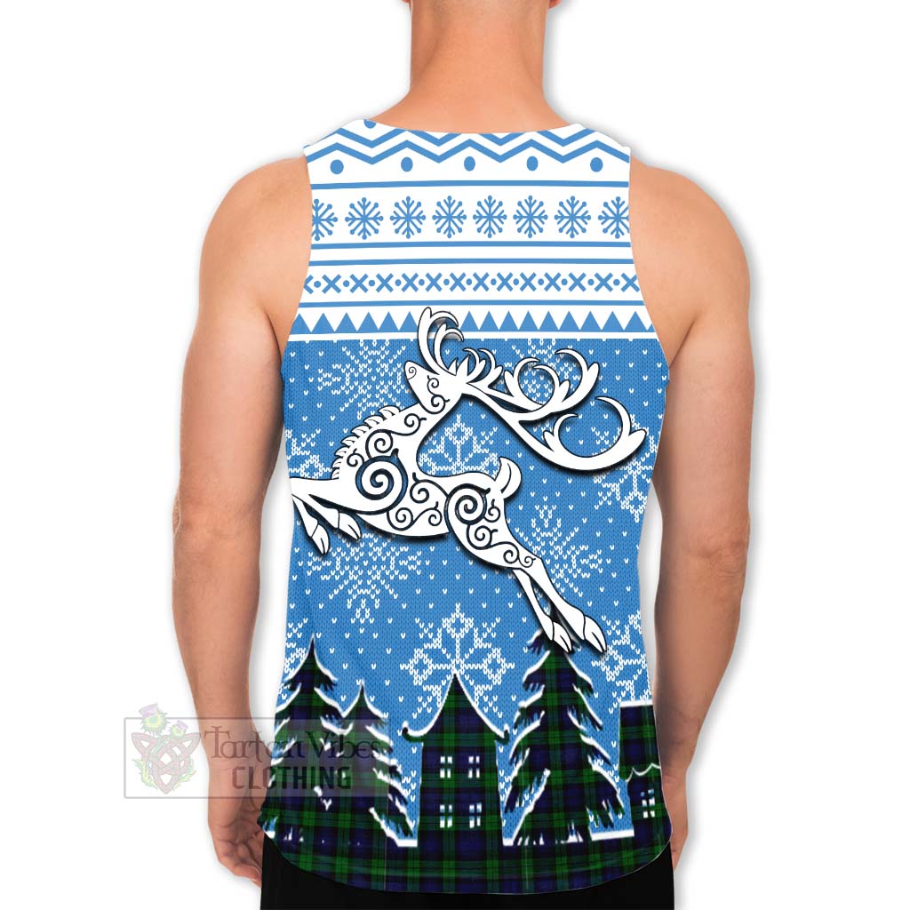 Tartan Vibes Clothing Black Watch Clan Christmas Men's Tank Top Celtic Reindeer Style