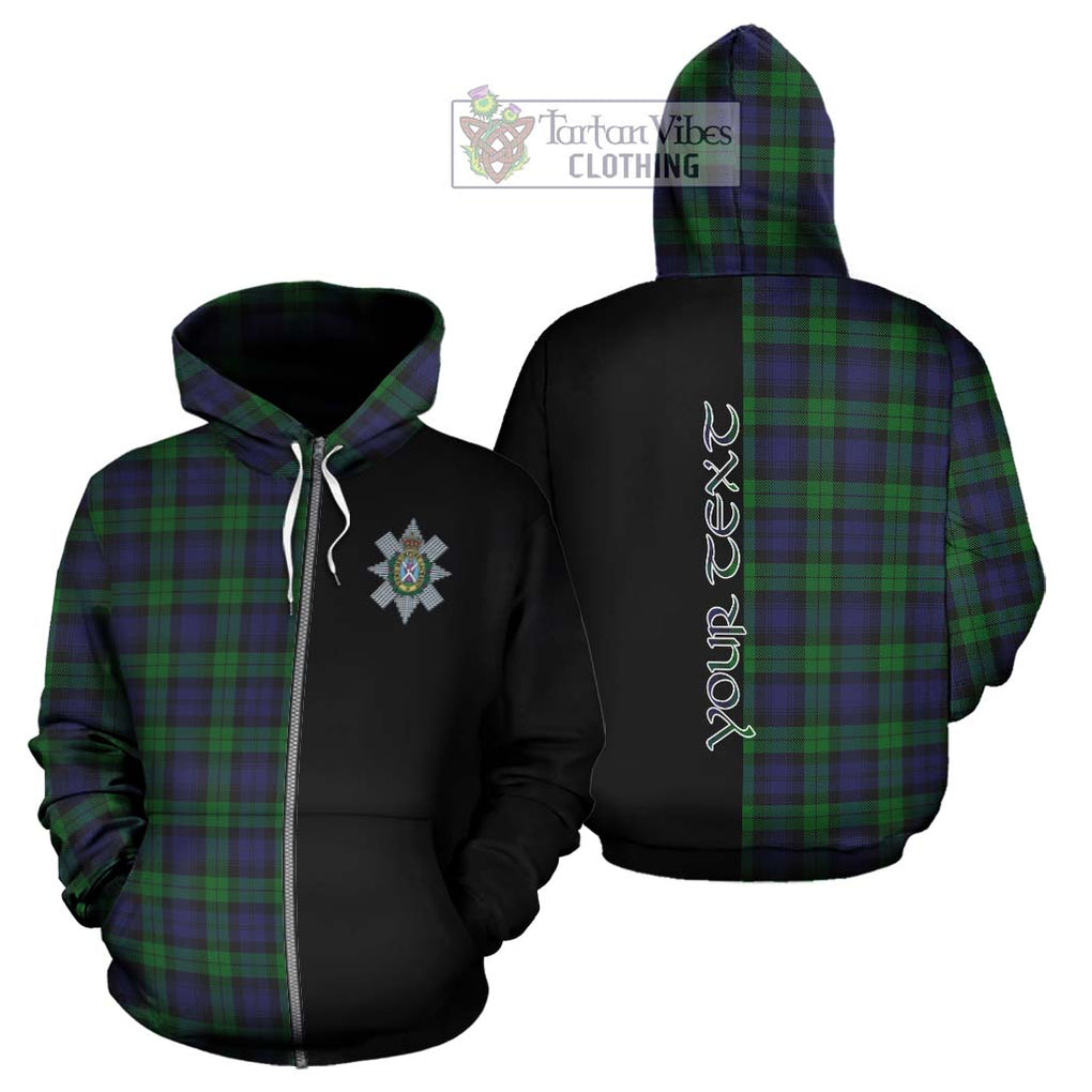 Black Watch Tartan Hoodie with Family Crest and Half Of Me Style - Tartanvibesclothing Shop