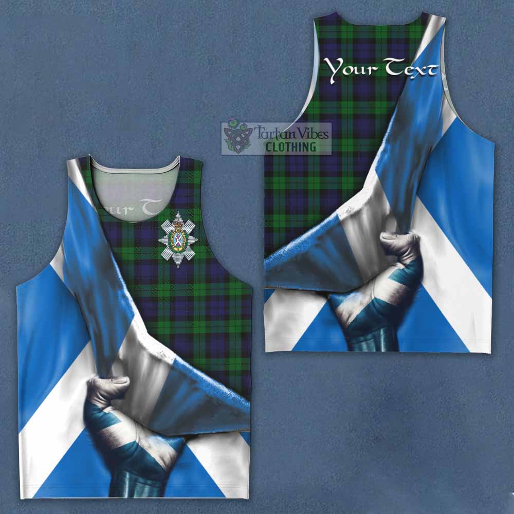 Tartan Vibes Clothing Black Watch Tartan Men's Tank Top with Family Crest Scotland Patriotic Style