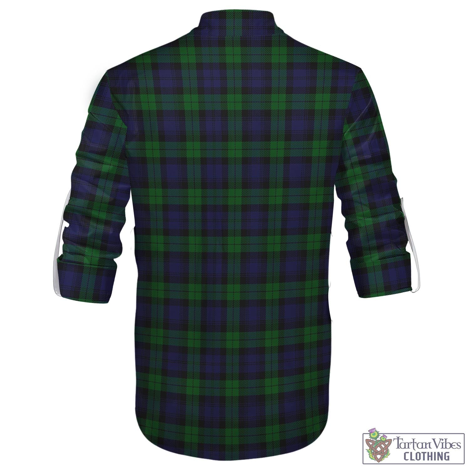 Tartan Vibes Clothing Black Watch Tartan Men's Scottish Traditional Jacobite Ghillie Kilt Shirt