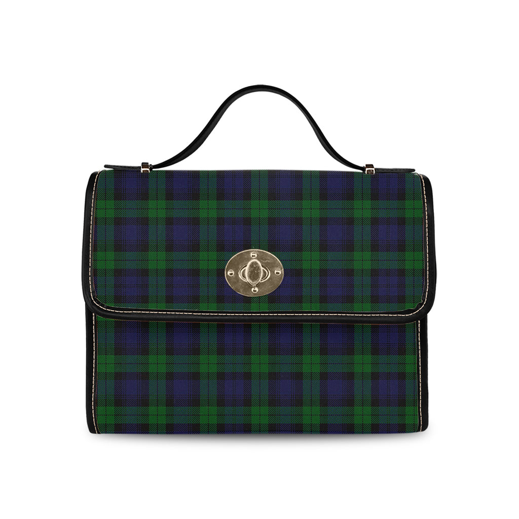 Black Watch Tartan Leather Strap Waterproof Canvas Bag - Tartanvibesclothing