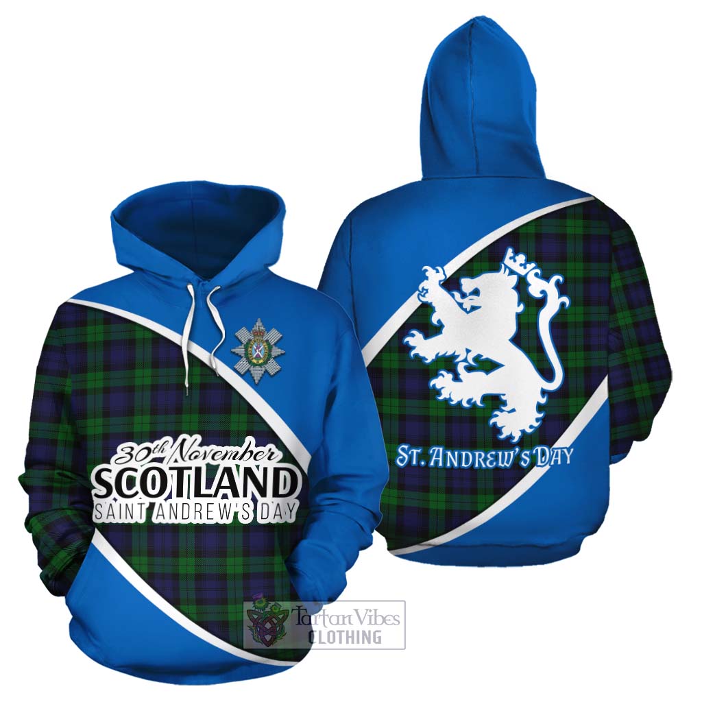 Tartan Vibes Clothing Black Watch Family Crest Tartan Cotton Hoodie Celebrate Saint Andrew's Day in Style