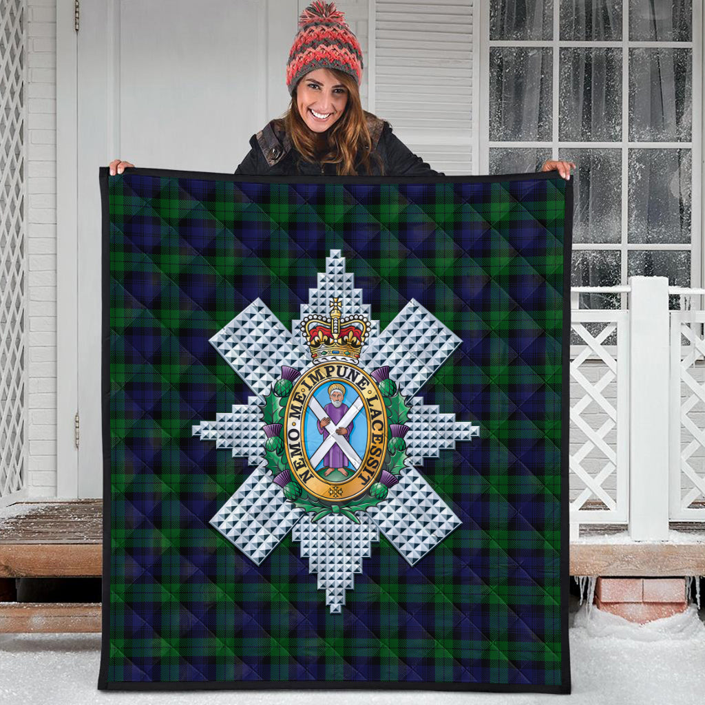 Black Watch Tartan Quilt with Family Crest - Tartanvibesclothing