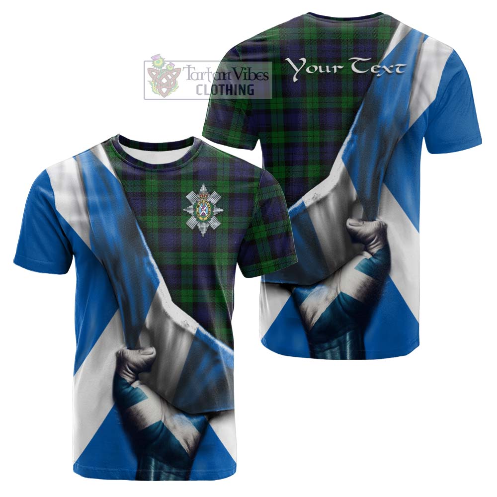 Tartan Vibes Clothing Black Watch Tartan Cotton T-shirt with Family Crest Scotland Patriotic Style