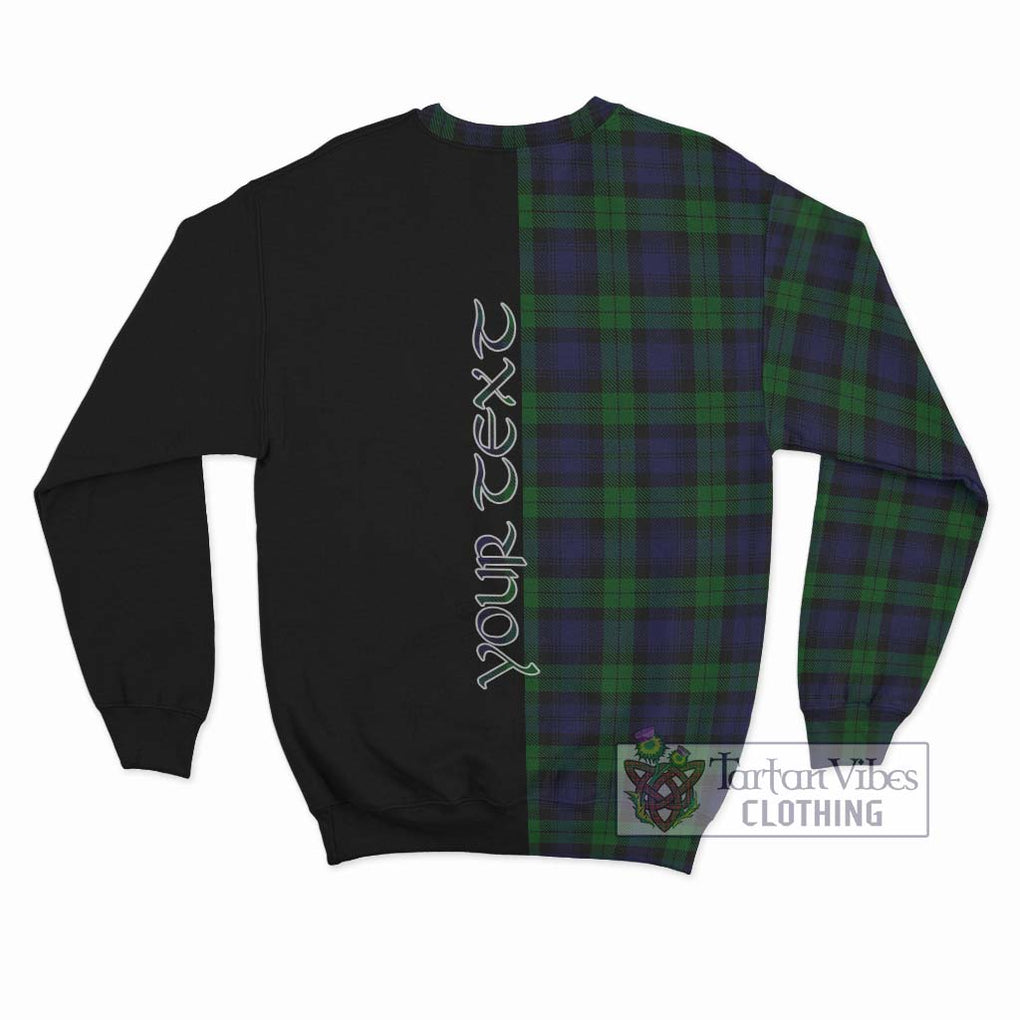 Black Watch Tartan Sweatshirt with Family Crest and Half Of Me Style - Tartanvibesclothing Shop