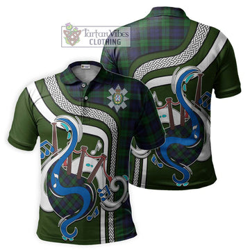 Black Watch Tartan Polo Shirt with Epic Bagpipe Style