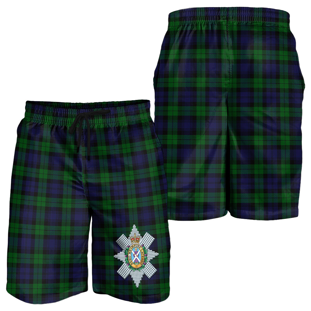 Black Watch Tartan Mens Shorts with Family Crest - Tartanvibesclothing