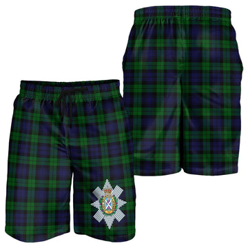 Black Watch Tartan Mens Shorts with Family Crest