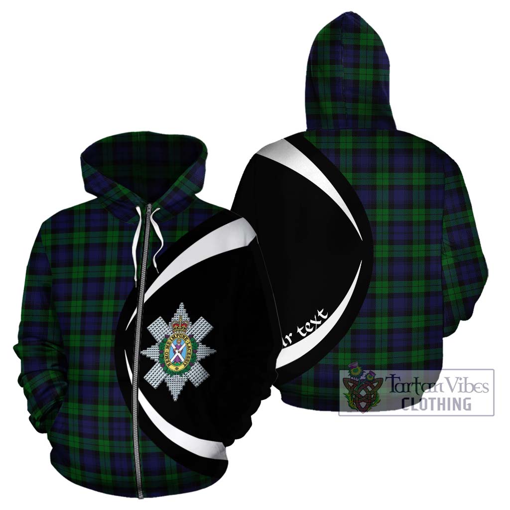 Tartan Vibes Clothing Black Watch Tartan Hoodie with Family Crest Circle Style