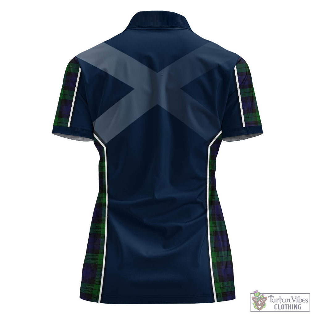 Tartan Vibes Clothing Black Watch Tartan Women's Polo Shirt with Family Crest and Scottish Thistle Vibes Sport Style