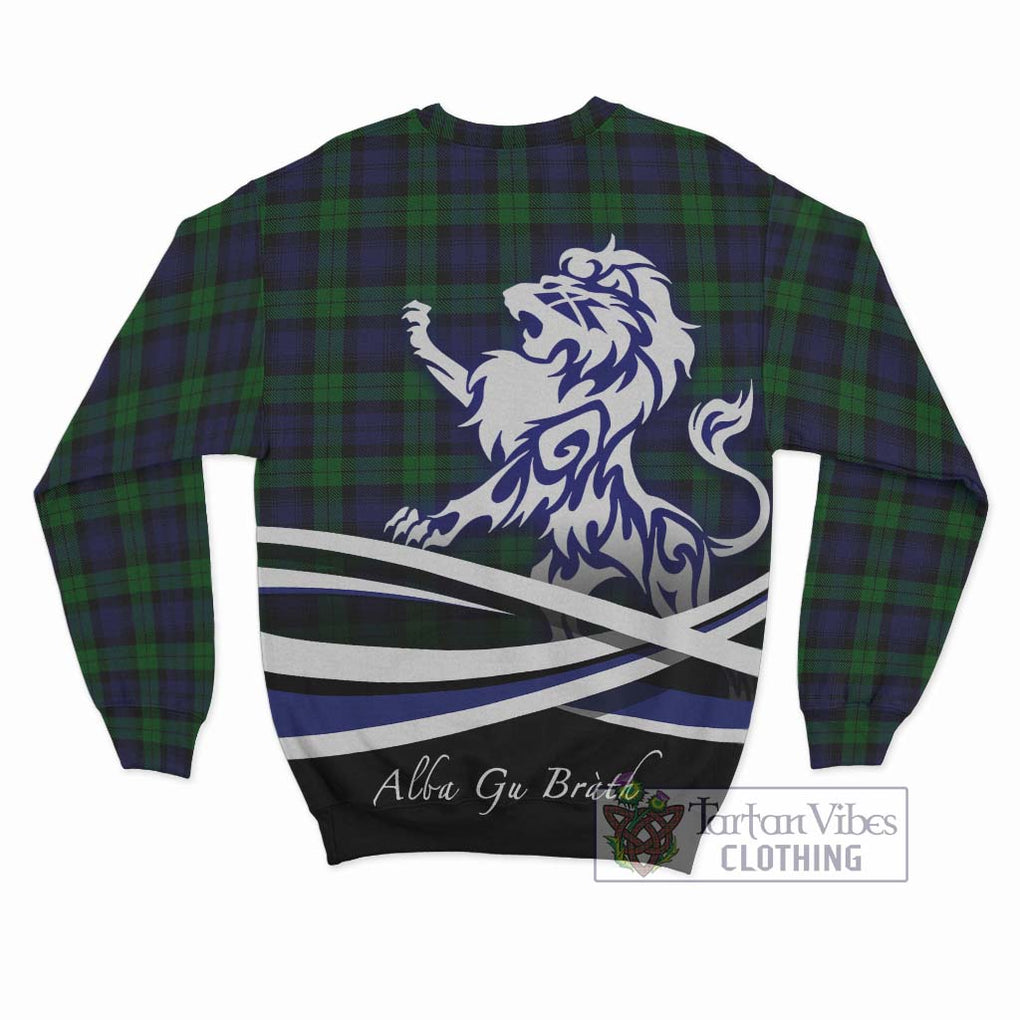 Black Watch Tartan Sweatshirt with Alba Gu Brath Regal Lion Emblem - Tartanvibesclothing Shop