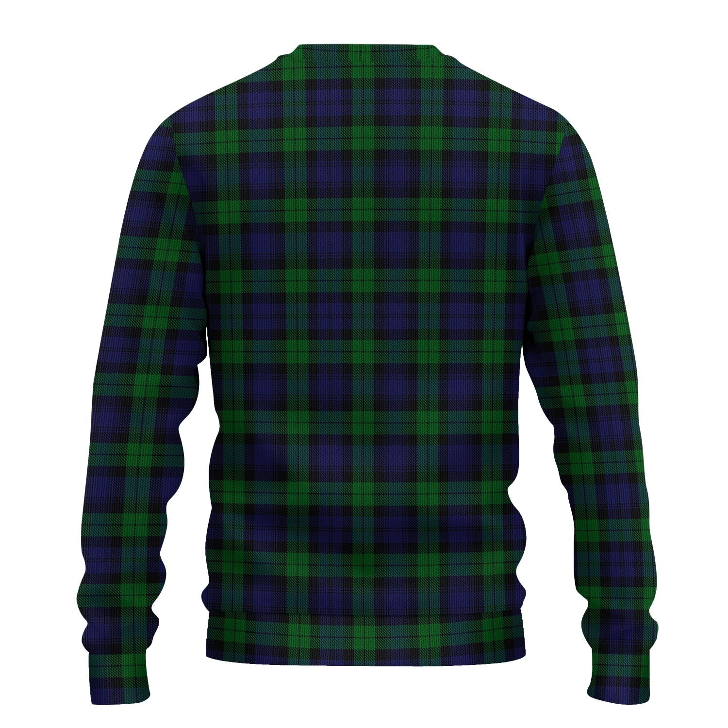 Black Watch Tartan Knitted Sweater with Family Crest - Tartanvibesclothing