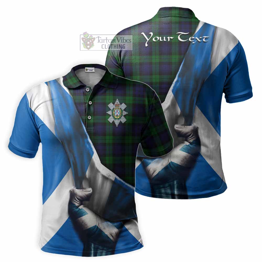 Tartan Vibes Clothing Black Watch Tartan Polo Shirt with Family Crest Scotland Patriotic Style