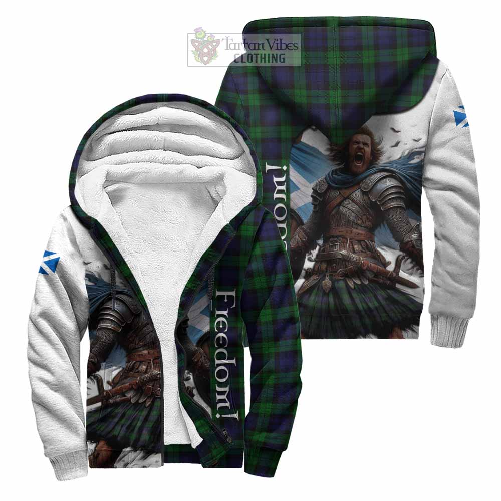 Tartan Vibes Clothing Black Watch Crest Tartan Sherpa Hoodie Inspired by the Freedom of Scottish Warrior