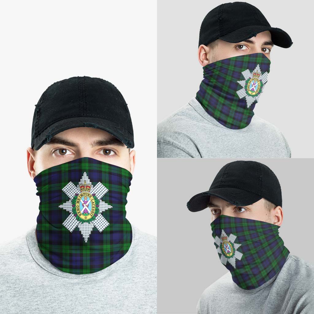 Black Watch Tartan Neck Gaiters, Tartan Bandanas, Tartan Head Band with Family Crest