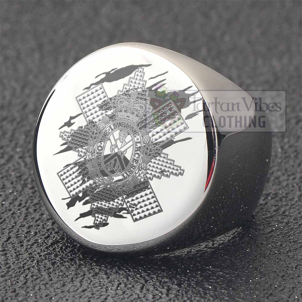 Tartan Vibes Clothing Black Watch Clan Crest Engraved Ring Scotland In Me Style