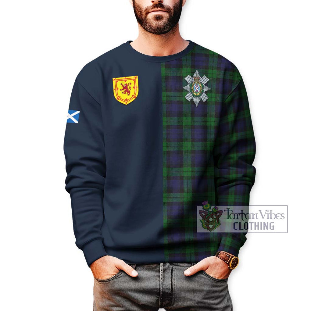 Tartan Vibes Clothing Black Watch Tartan Sweatshirt with Scottish Lion Royal Arm Half Style