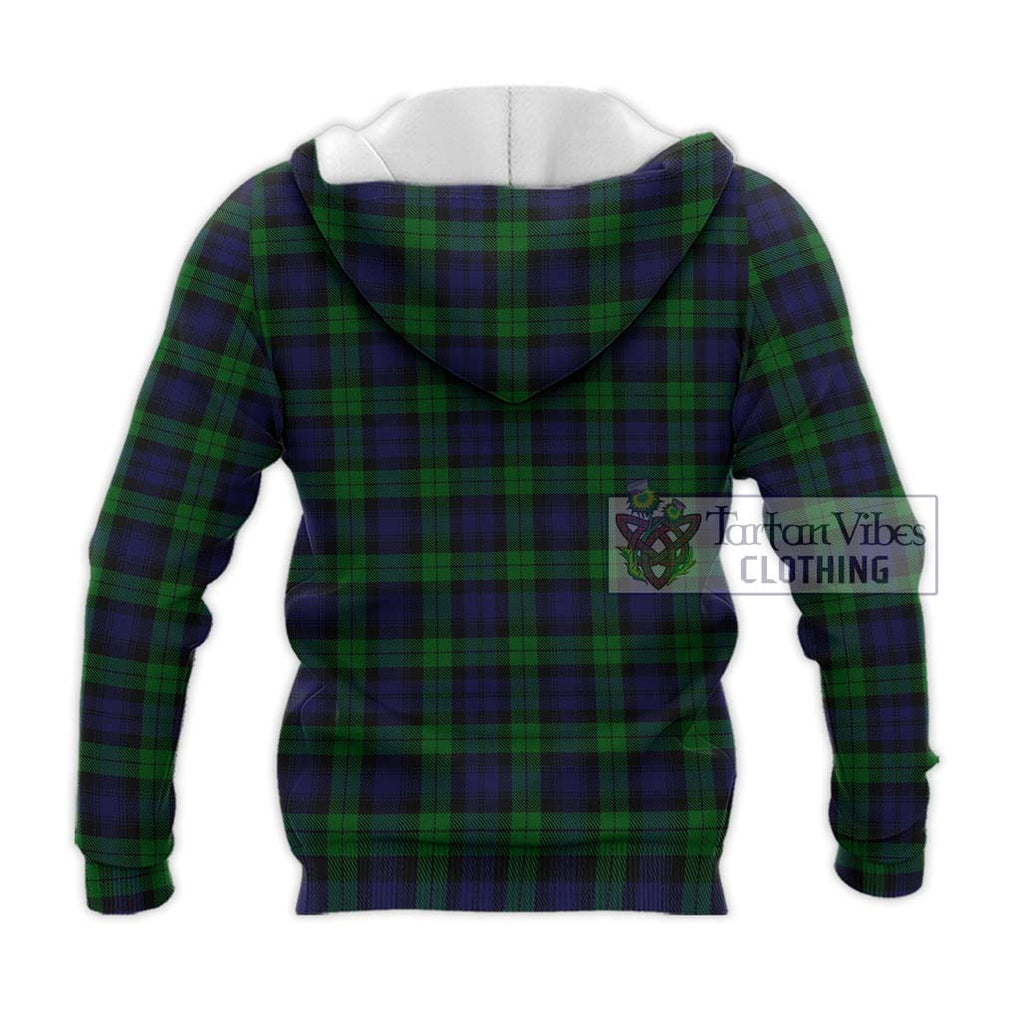 Black Watch Tartan Knitted Hoodie with Family Crest DNA In Me Style - Tartanvibesclothing Shop