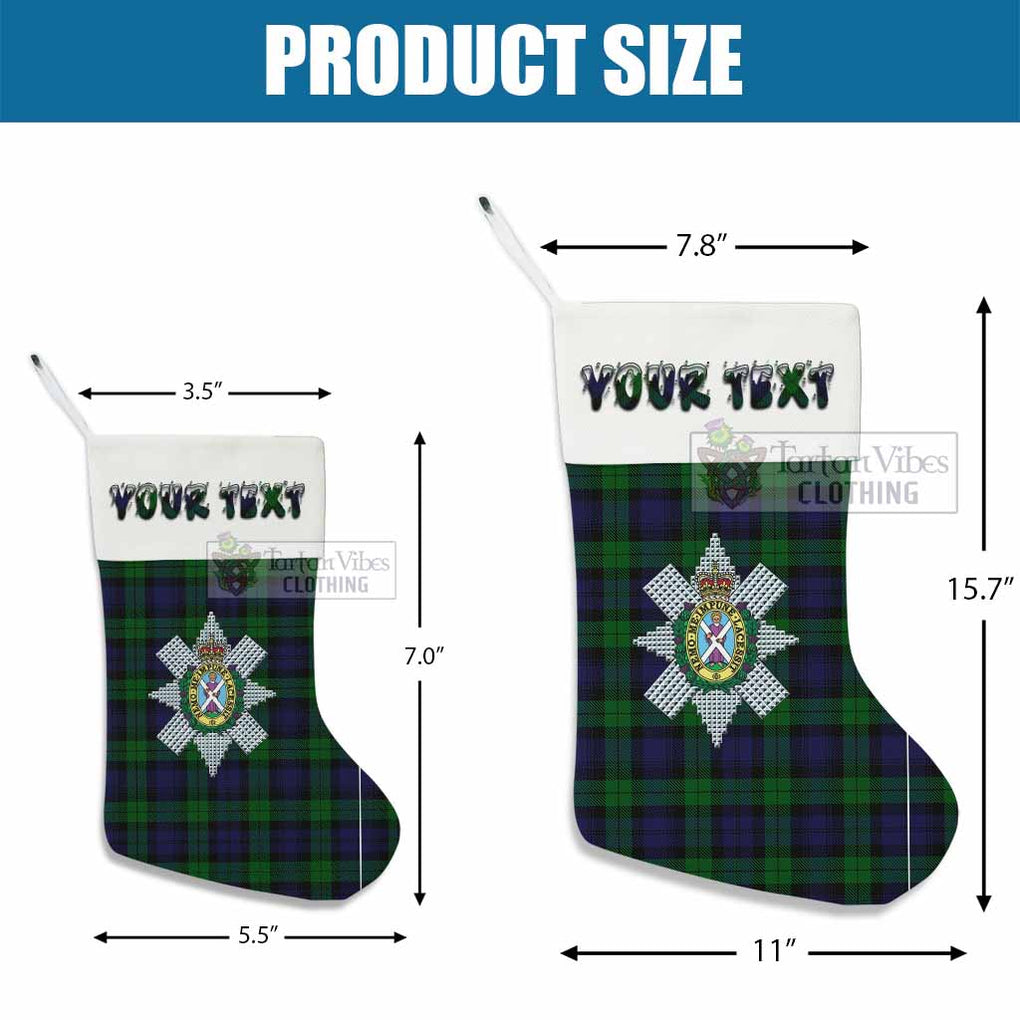 Tartan Vibes Clothing Black Watch Tartan Family Crest Christmas Stocking with Personalized Text