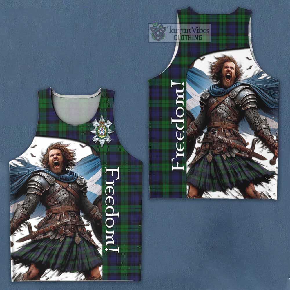 Tartan Vibes Clothing Black Watch Crest Tartan Men's Tank Top Inspired by the Freedom of Scottish Warrior