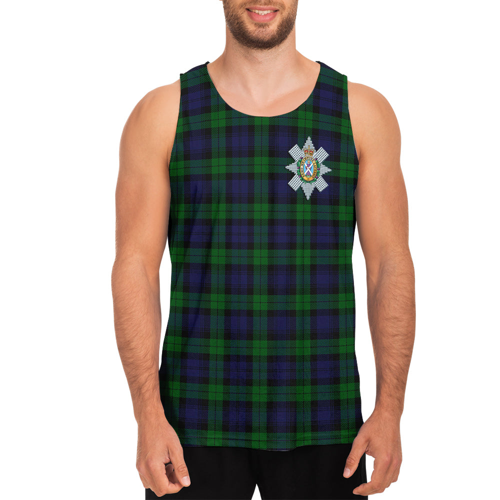 Black Watch Tartan Mens Tank Top with Family Crest - Tartanvibesclothing