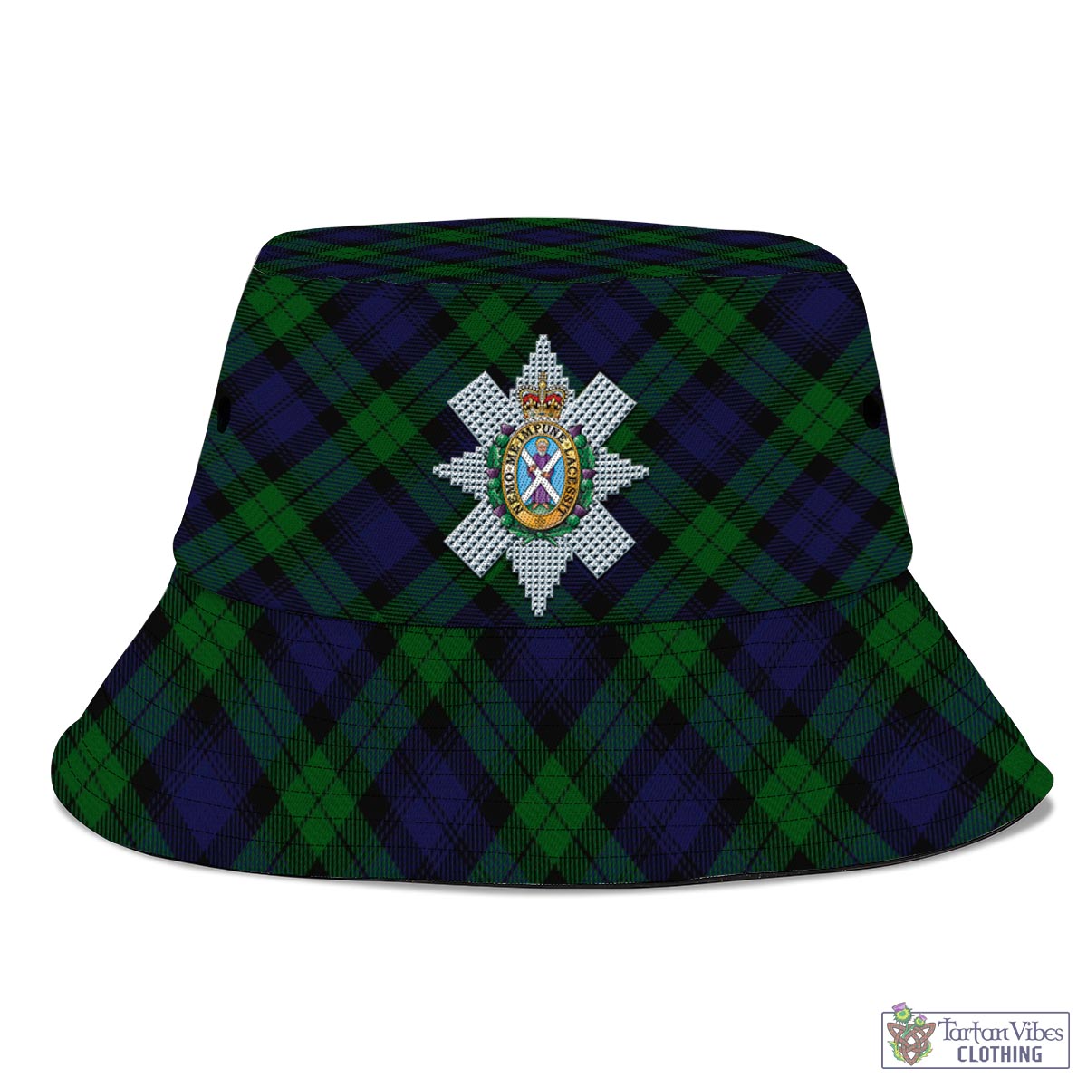 Tartan Vibes Clothing Black Watch Tartan Bucket Hat with Family Crest