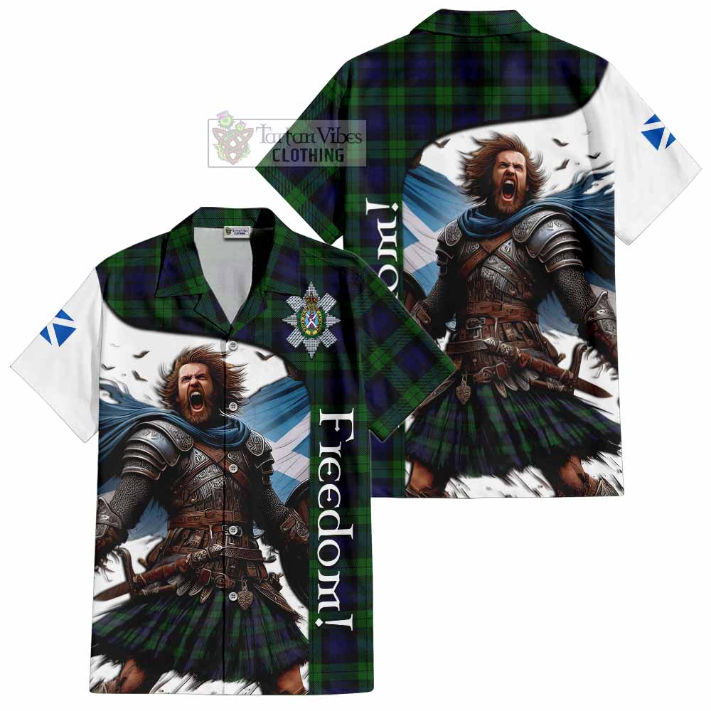 Tartan Vibes Clothing Black Watch Crest Tartan Short Sleeve Button Shirt Inspired by the Freedom of Scottish Warrior