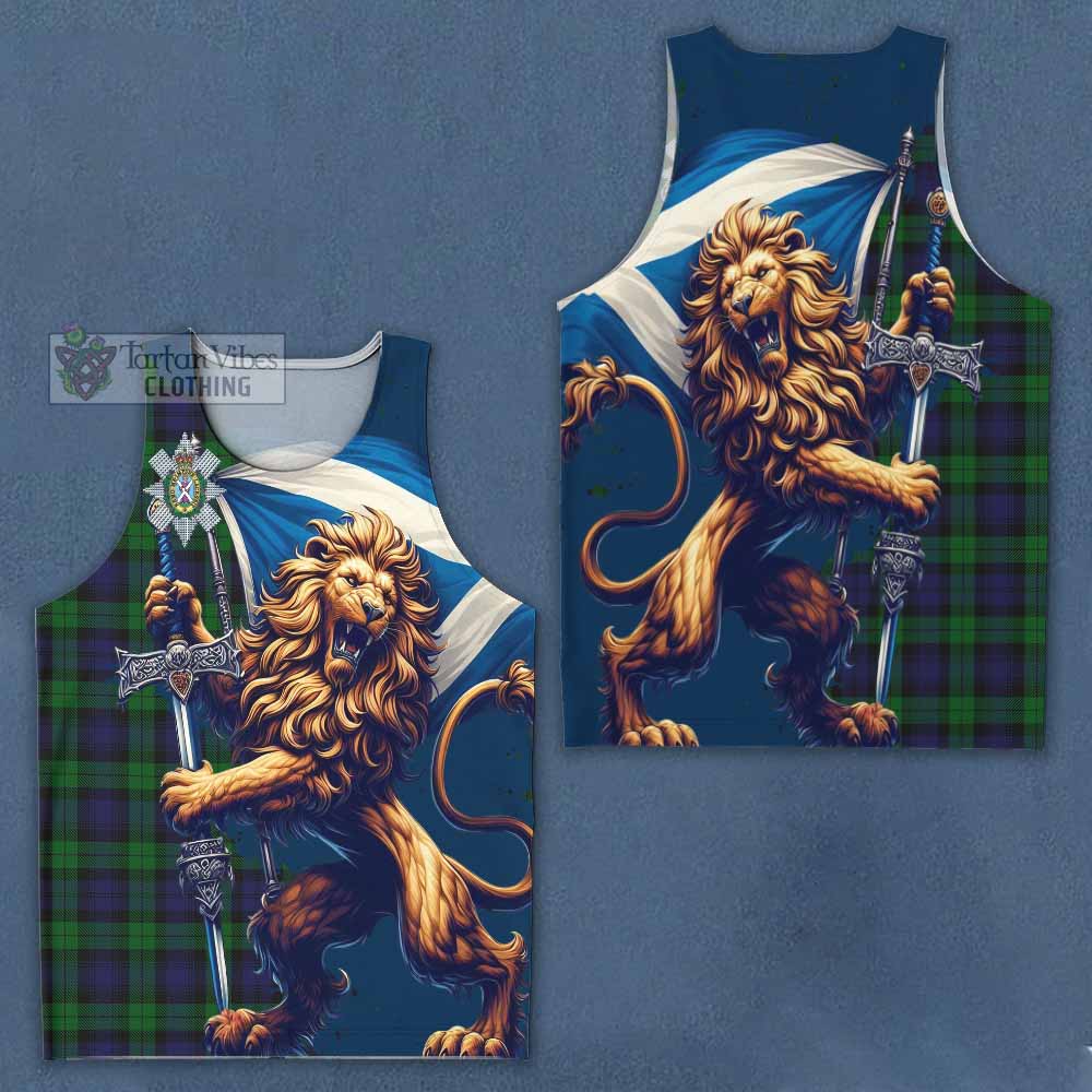 Tartan Vibes Clothing Black Watch Tartan Family Crest Men's Tank Top with Scottish Majestic Lion