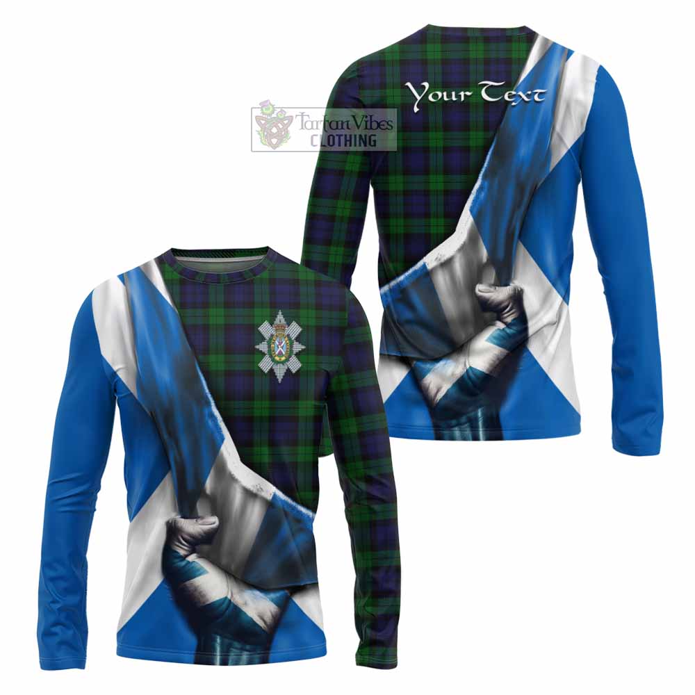 Tartan Vibes Clothing Black Watch Tartan Long Sleeve T-Shirt with Family Crest Scotland Patriotic Style