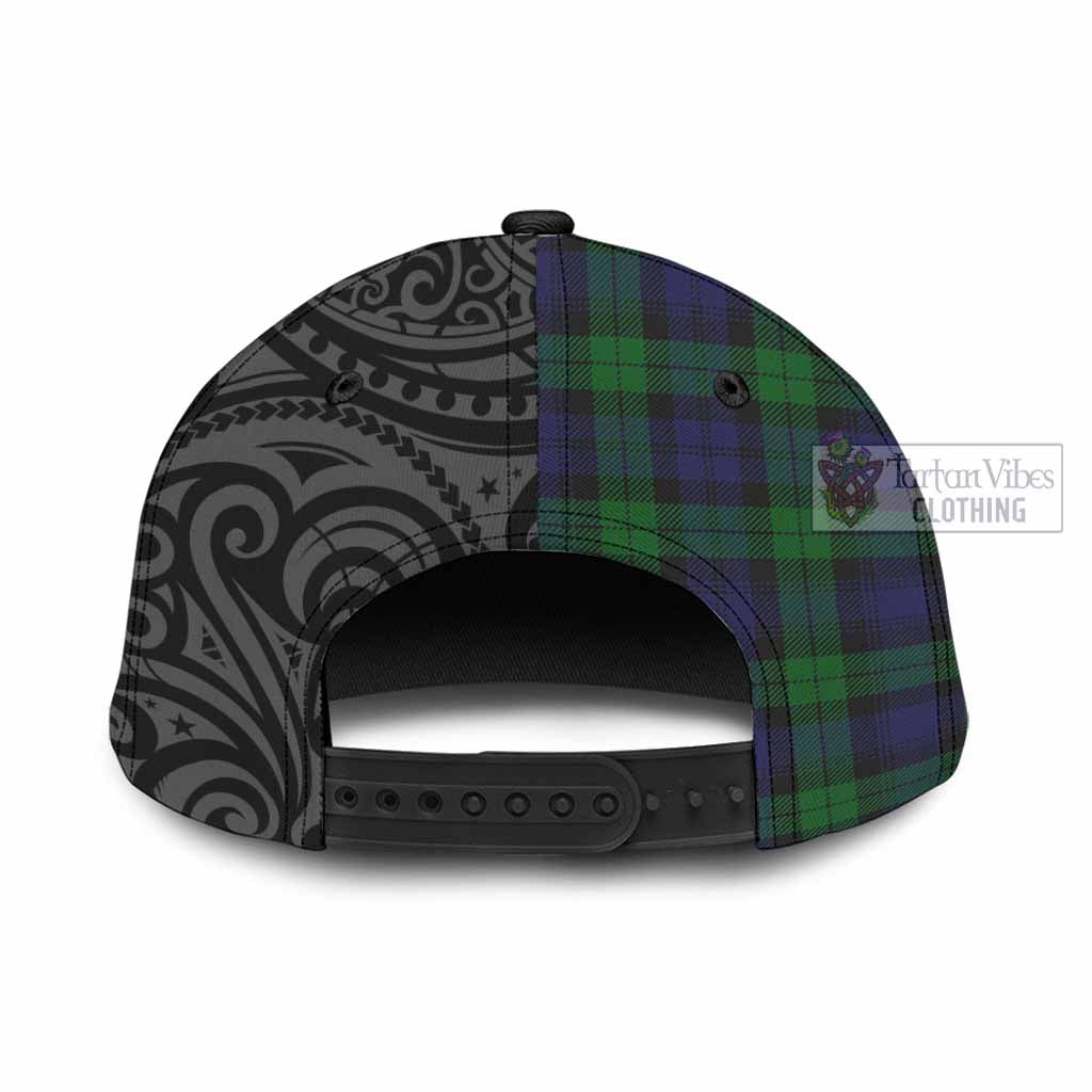 Tartan Vibes Clothing Black Watch Tartan Classic Cap with New Zealand Silver Fern Half Style