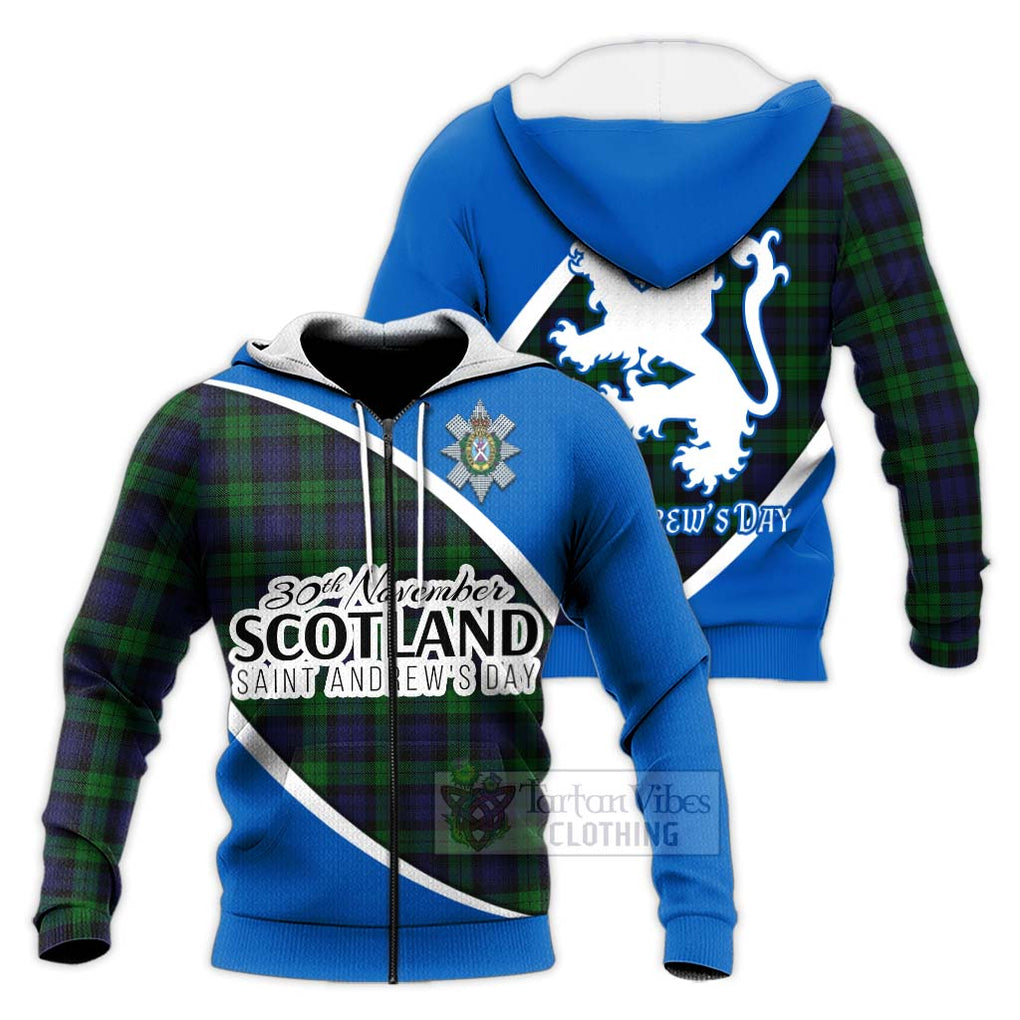 Tartan Vibes Clothing Black Watch Family Crest Tartan Knitted Hoodie Celebrate Saint Andrew's Day in Style