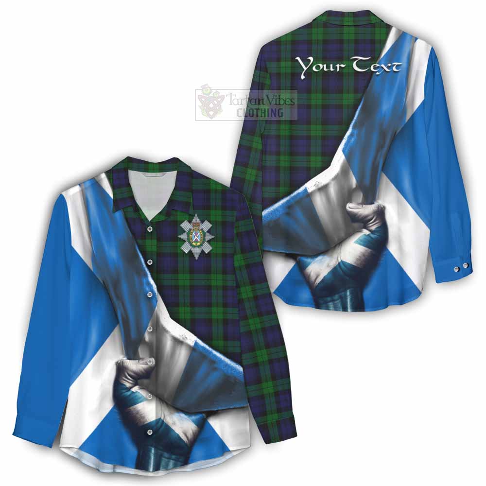 Tartan Vibes Clothing Black Watch Tartan Women's Casual Shirt with Family Crest Scotland Patriotic Style