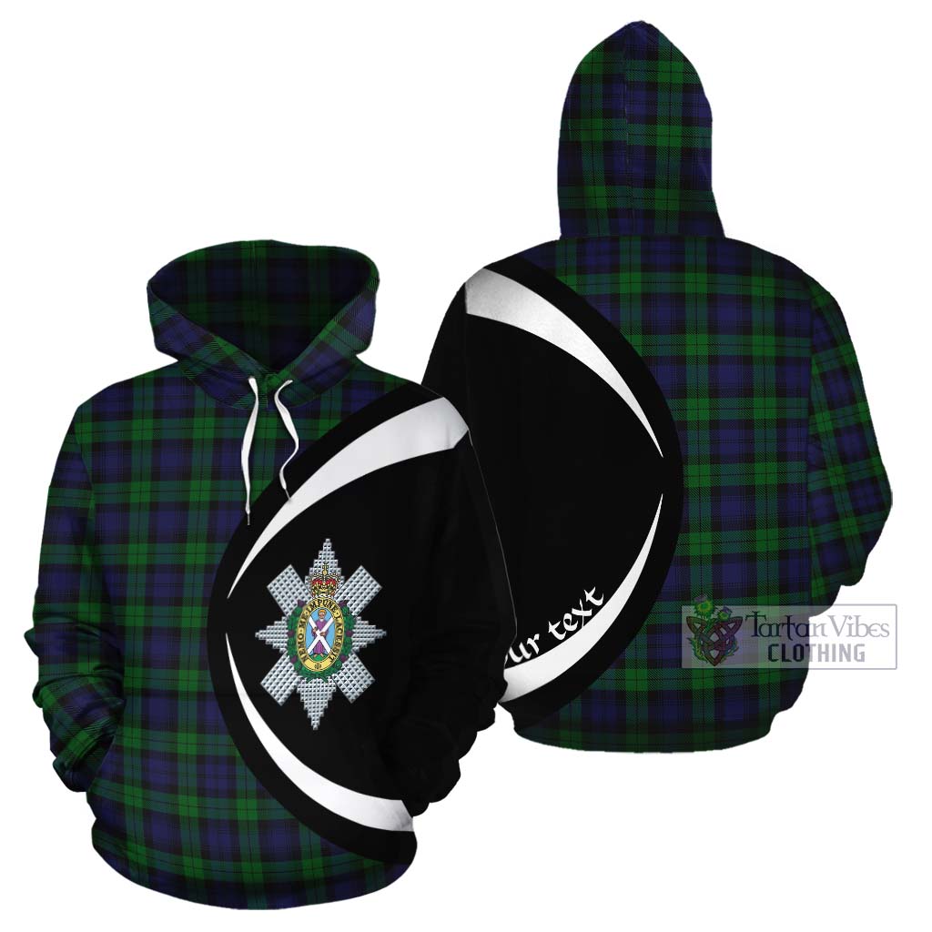 Tartan Vibes Clothing Black Watch Tartan Cotton Hoodie with Family Crest Circle Style