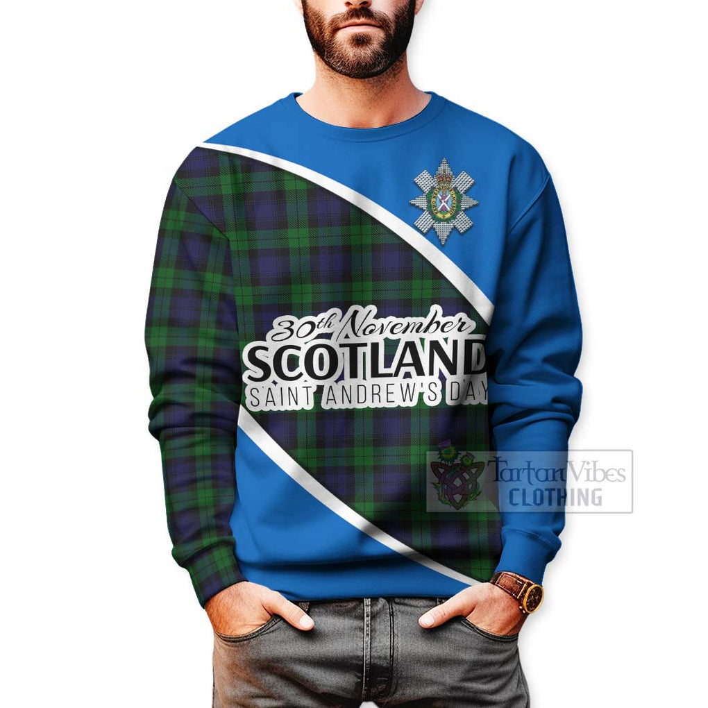 Tartan Vibes Clothing Black Watch Family Crest Tartan Sweatshirt Celebrate Saint Andrew's Day in Style