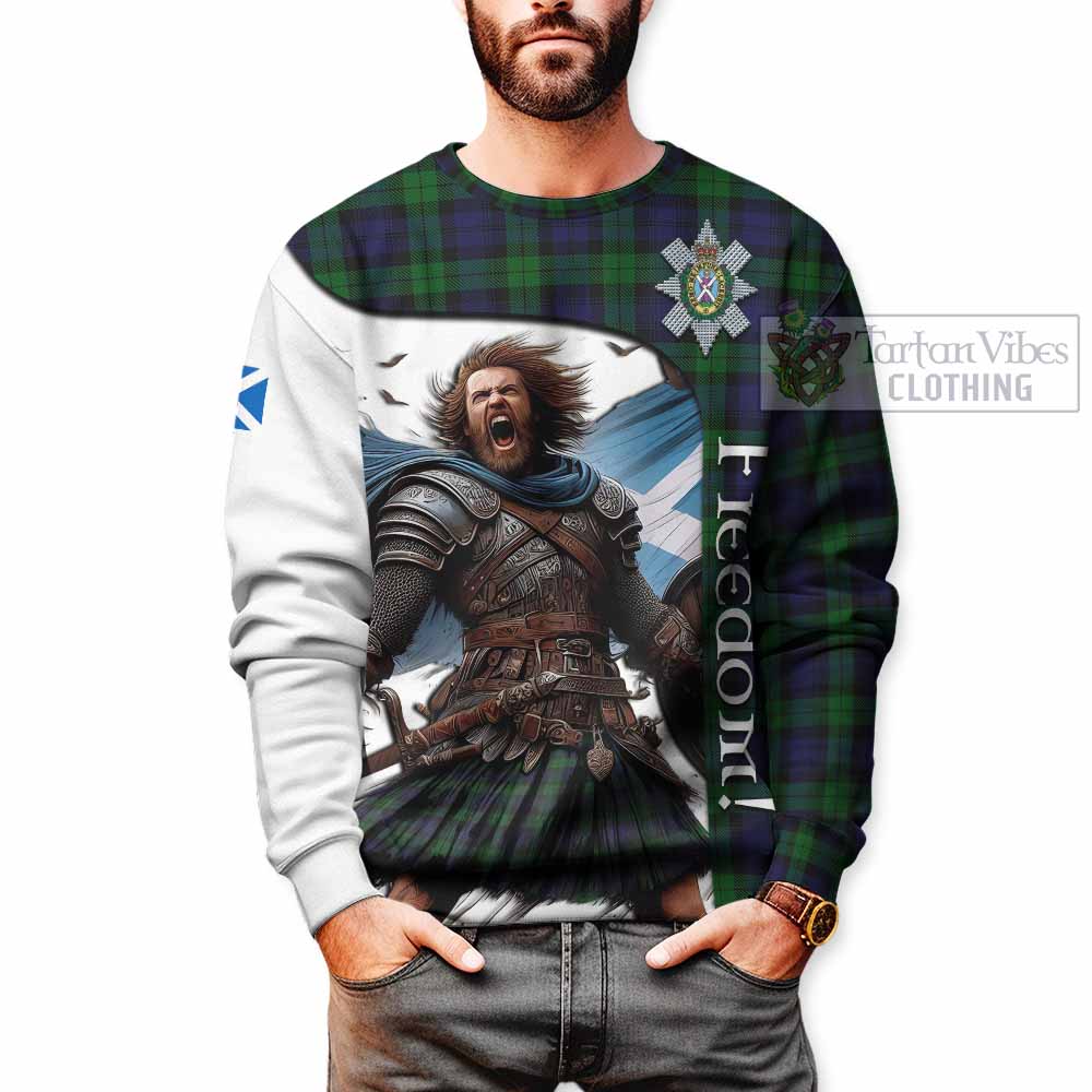 Tartan Vibes Clothing Black Watch Crest Tartan Sweatshirt Inspired by the Freedom of Scottish Warrior