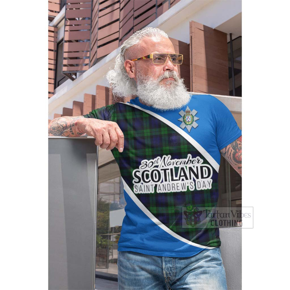 Tartan Vibes Clothing Black Watch Family Crest Tartan Cotton T-shirt Celebrate Saint Andrew's Day in Style