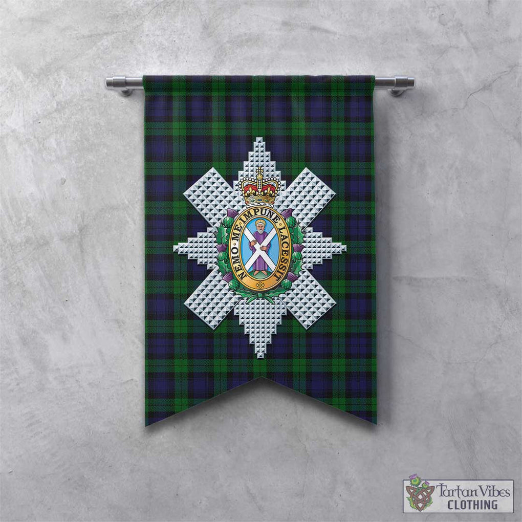 Tartan Vibes Clothing Black Watch Tartan Gonfalon, Tartan Banner with Family Crest