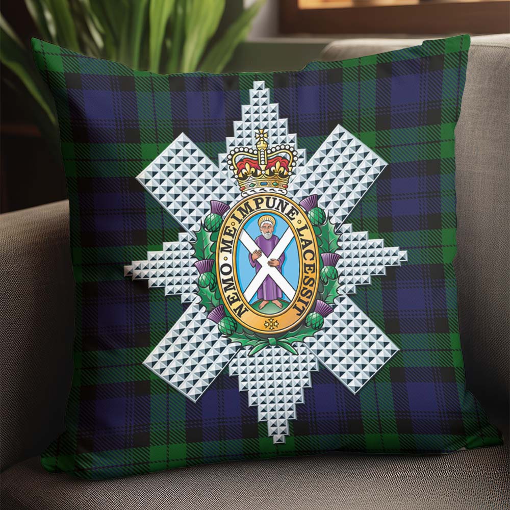 Black Watch Tartan Pillow Cover with Family Crest - Tartanvibesclothing