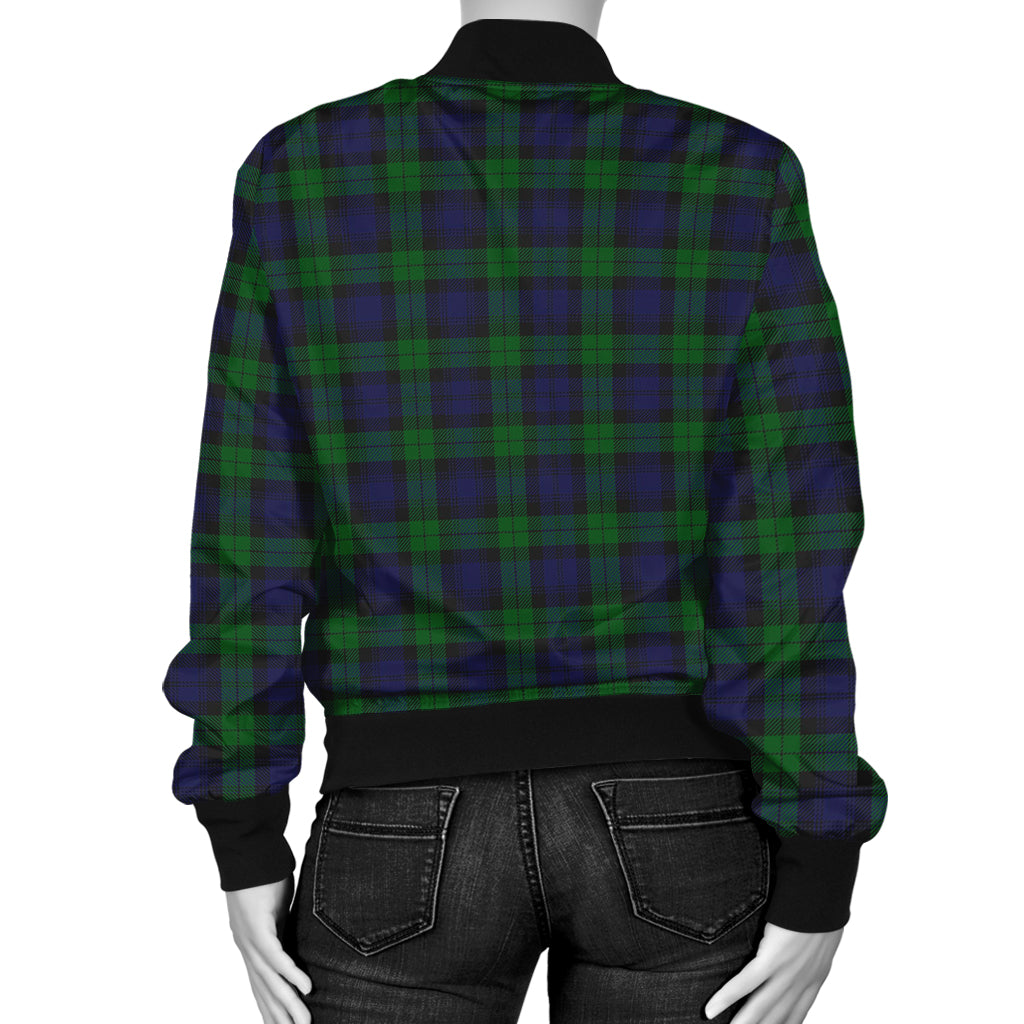 Black Watch Tartan Bomber Jacket with Family Crest - Tartanvibesclothing