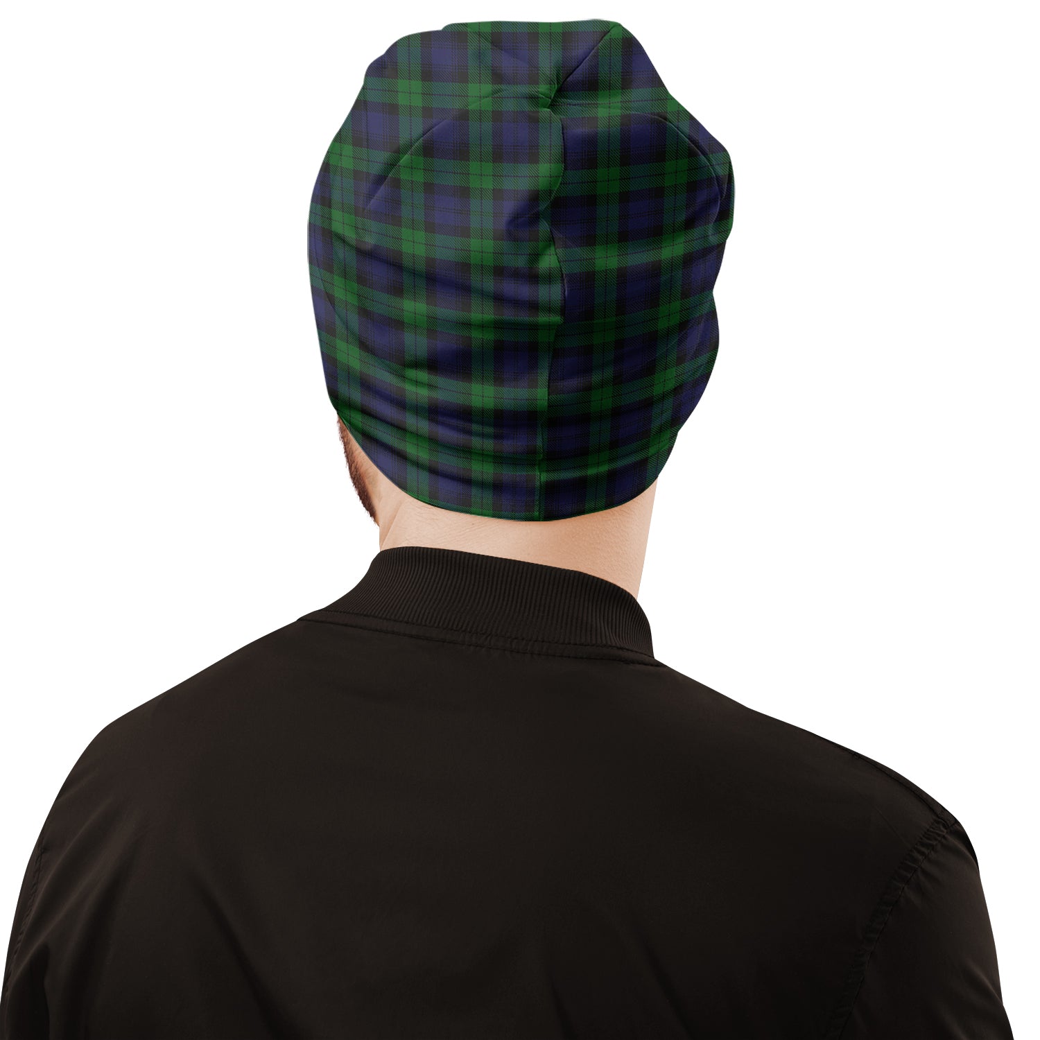 Black Watch Tartan Beanies Hat with Family Crest - Tartan Vibes Clothing