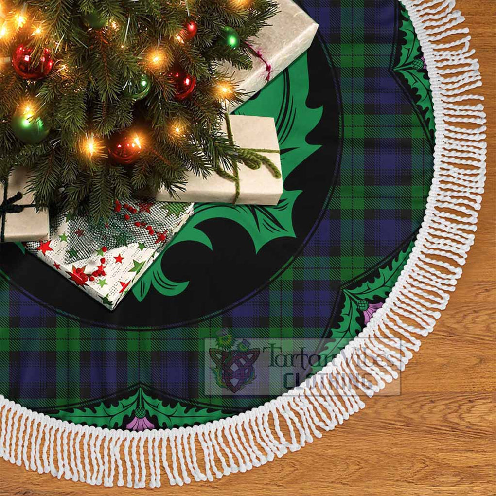 Tartan Vibes Clothing Black Watch Tartan Christmas Tree Skirt Scottish Thistle Style