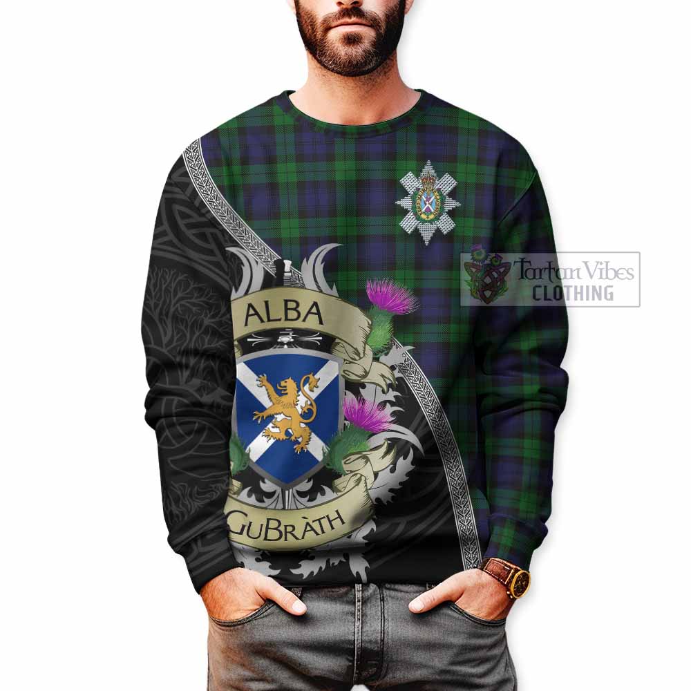 Black Watch Tartan Family Crest Sweatshirt Lion Rampant Royal Thistle Shield Celtic Inspired - Tartan Vibes Clothing
